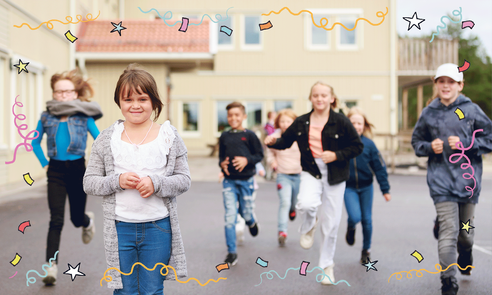 Barn på en skolgård